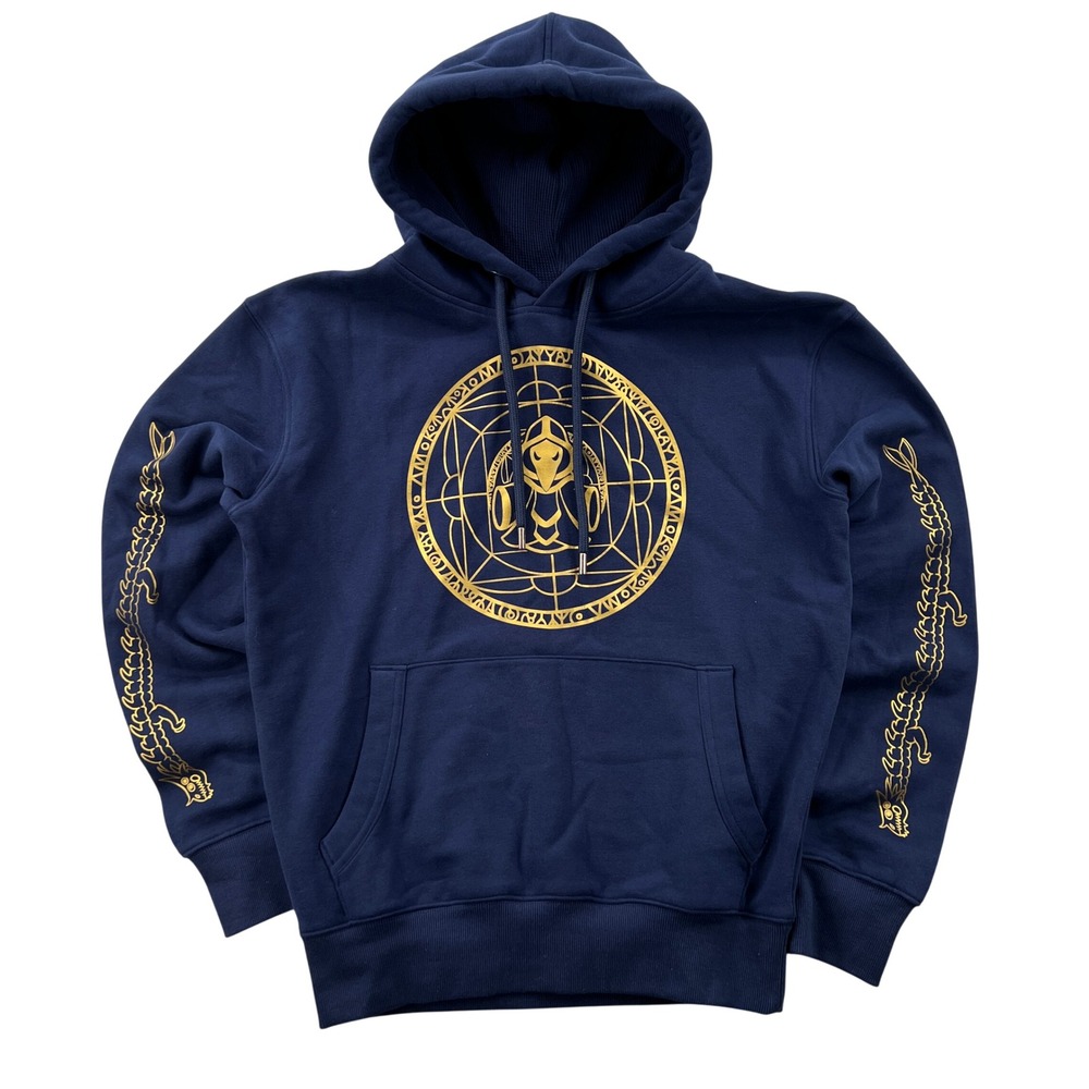 Terraria Cultist Gamer Blue Gold Graphic Pullover Hoodie Mens Large Long Sleeve